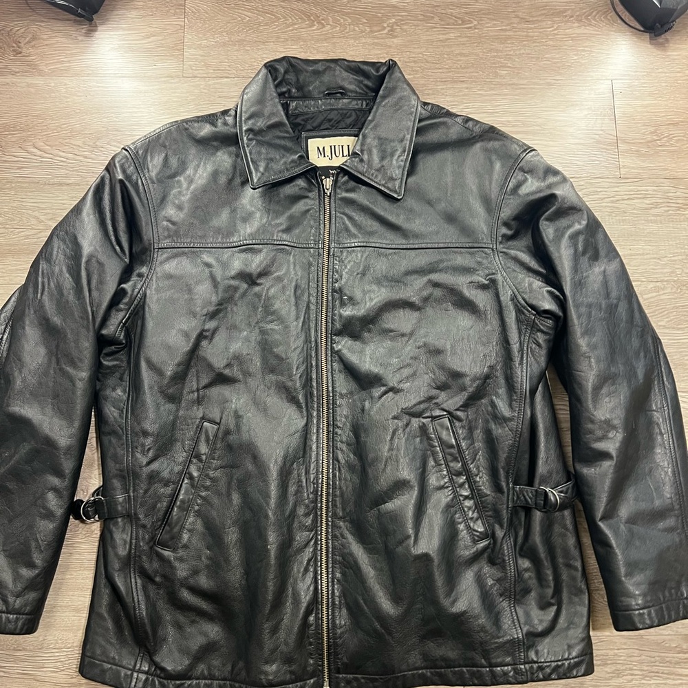 VTG M. Julian Wilsons Leather Jacket Men’s Large Black Full Zip Diamond Quilted